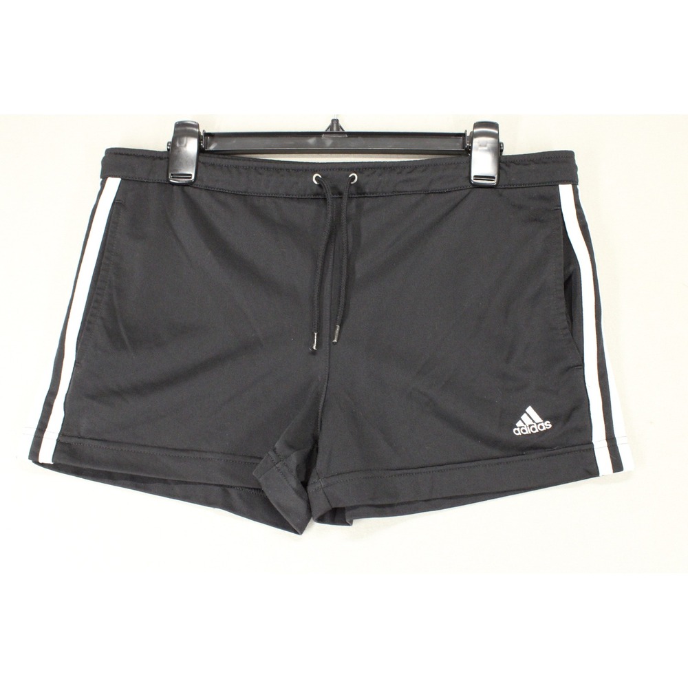Adidas Shorts 3 Stripe Black White Womens XL Athletic Gym Workout